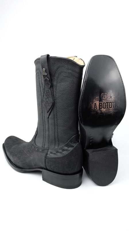 Bota Vaquera Cuello De Toro Negra Horma Dubai
