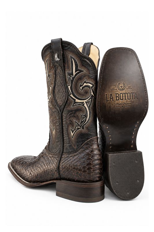 Bota Vaquera La Botota Piel Python Café Horma Rodeo