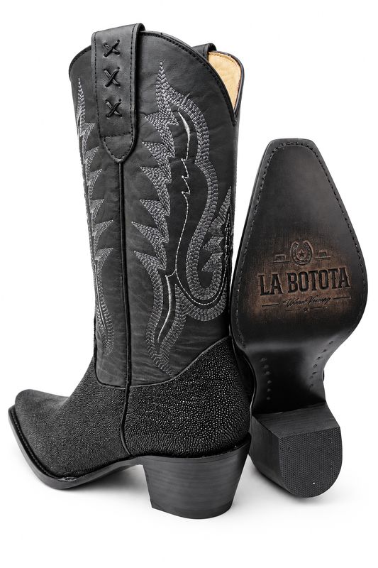 Bota Vaquera Dama La Botota Mantarraya Negra Punta X