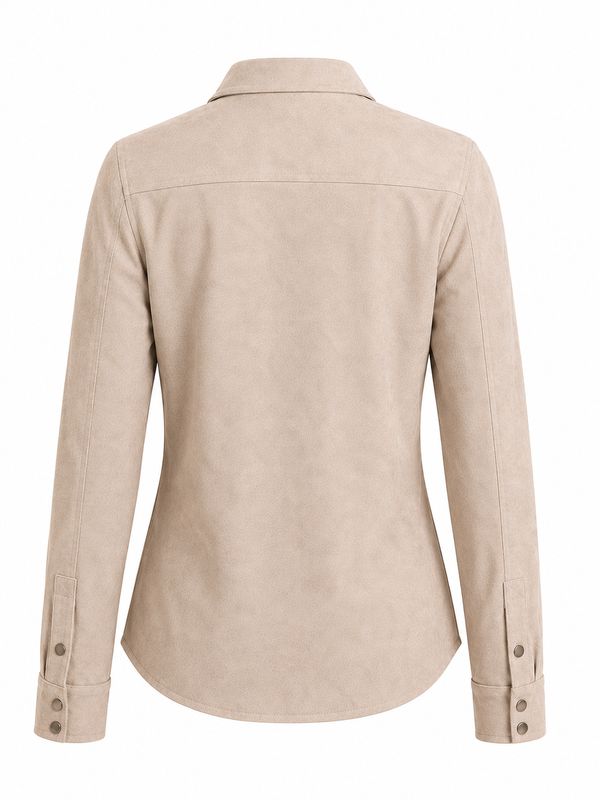 Camisa Vaquera para Mujer Beige con Flecos Estilo Western