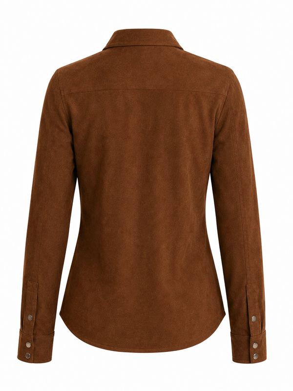 Camisa Vaquera para Mujer Café Claro con Flecos Estilo Western
