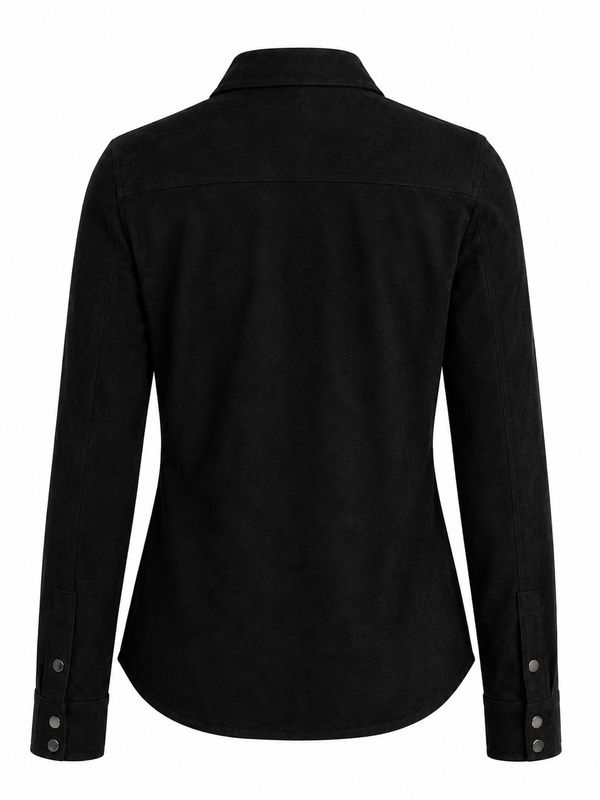 Camisa Vaquera para Mujer Café Obscuro con Flecos Estilo Western