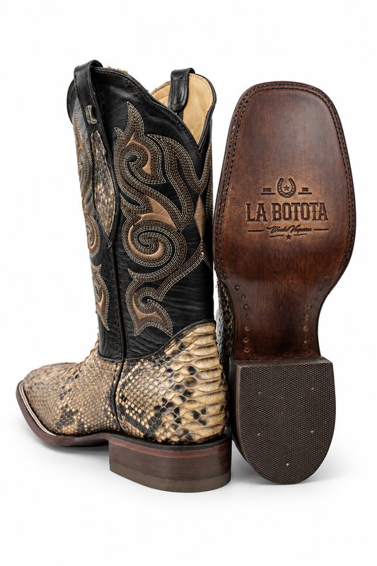 Bota Vaquera La Botota Piel Python Taupé Horma Rodeo