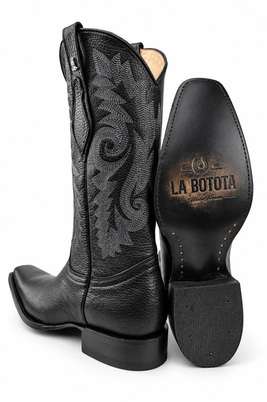 Bota Vaquera La Botota Piel Flotter Negra Horma Holandesa