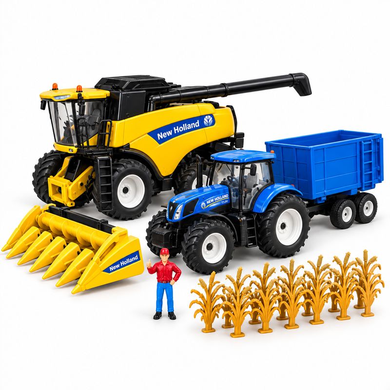 Set Agrícola New Holland CR9090 + Tractor T7.270 – NewRay – Escala 1:32