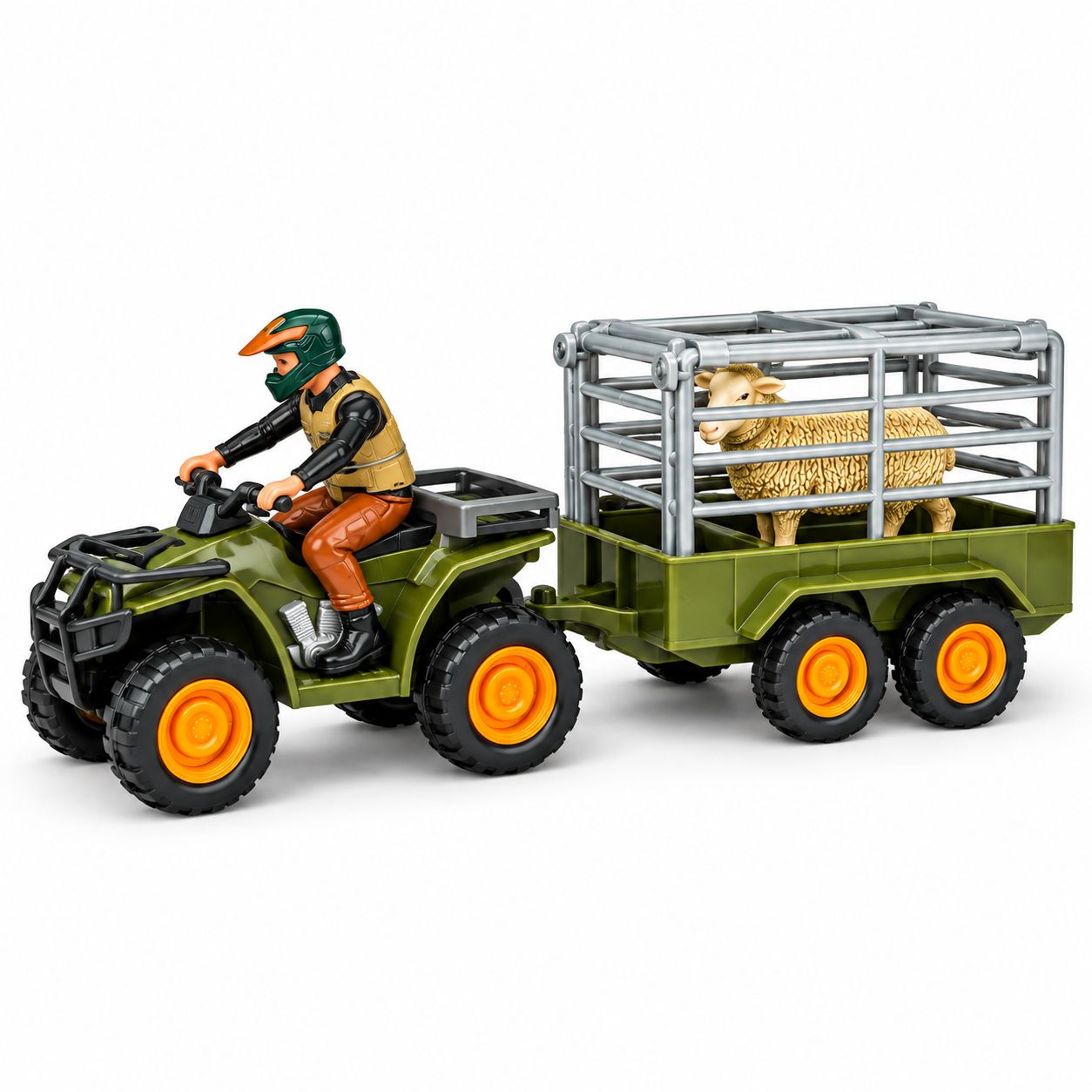 Set de Cuatrimoto con Remolque Ganadero, Oveja y Conductor – Series Model