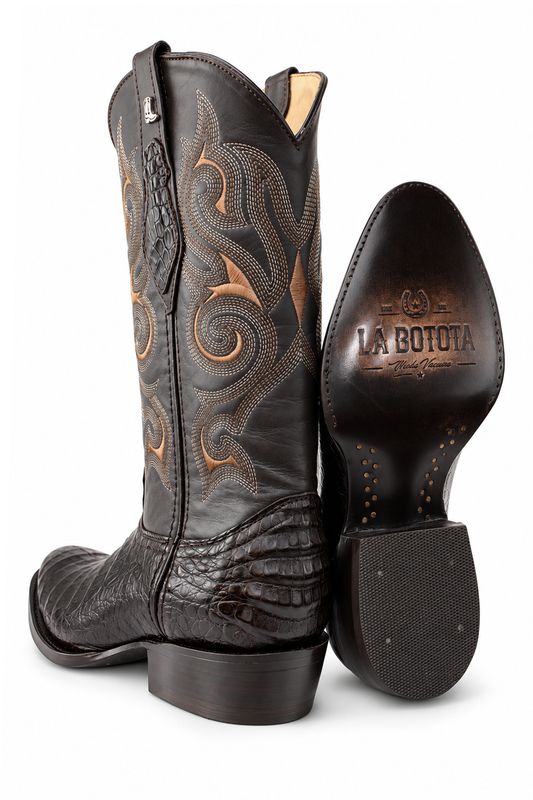 Bota Vaquera La Botota – Piel Exótica Coco Belly Café Horma Oval