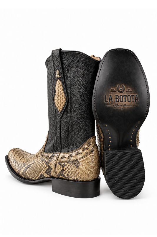 Bota Vaquera La Botota Python Wash Off Taupé Horma Dubái