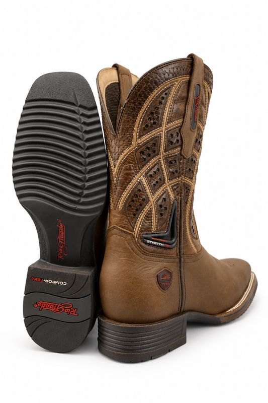 Bota Vaquera Rio Grande Sierra Ranger Whiskey Piel Confort Tek