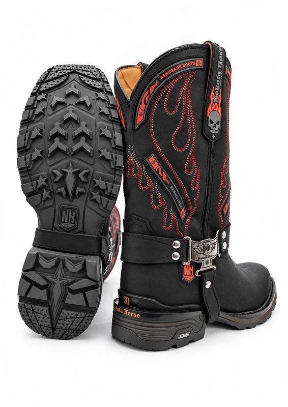 Bota Vaquera Nokota Horse Michael 14 Piel Negra Suela 3D Track
