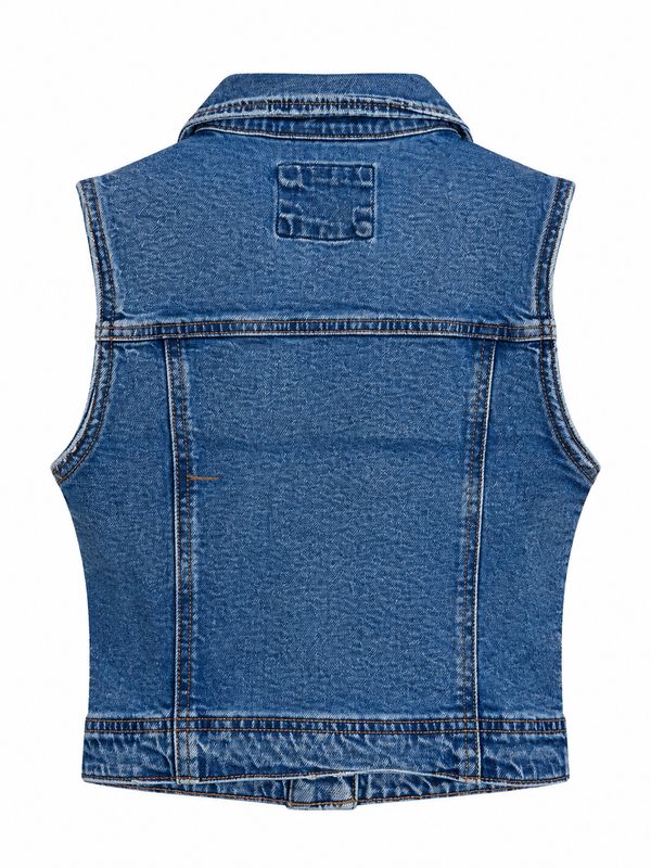 Chaleco Mezclilla Dama Azul Corto Deslavado Estilo Vaquero