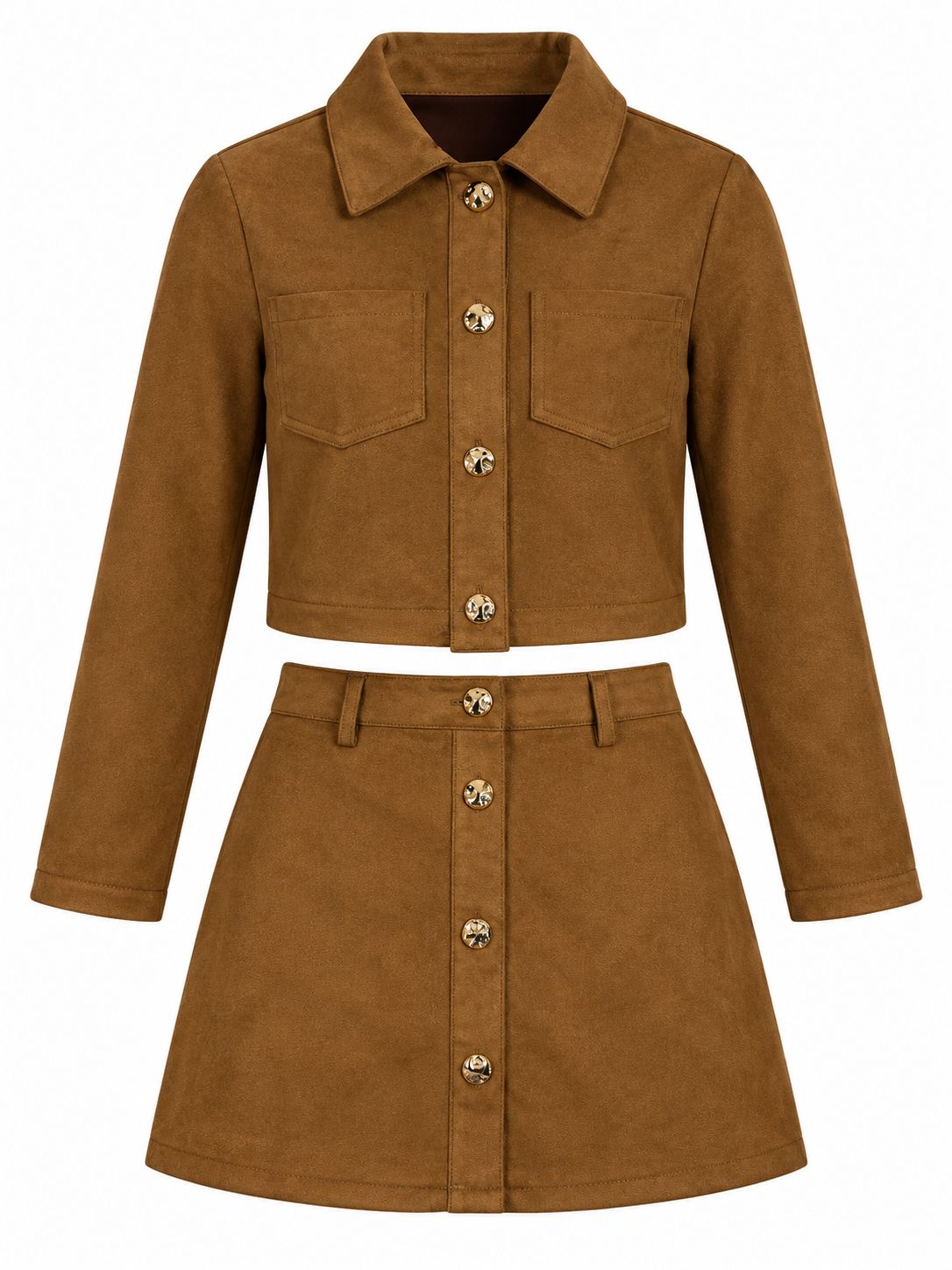 ​Set Western para Mujer de Chamarra y Falda – Tela Tipo Gamuza