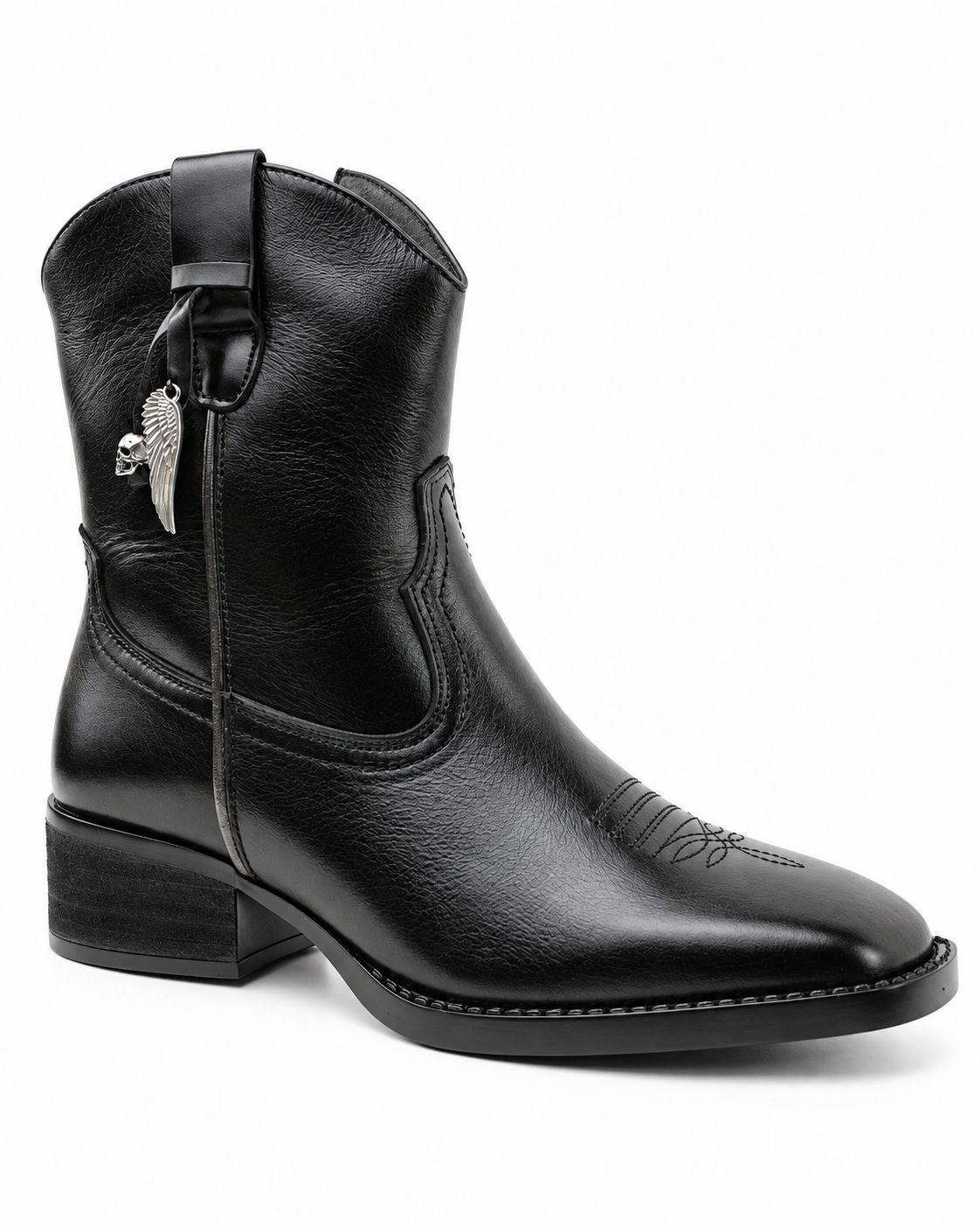 Botín Vaquero Dama Piedra Angular 8401 Piel Negra