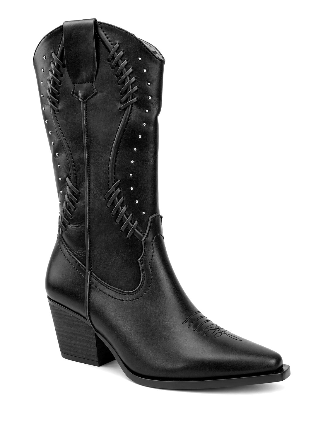 Bota Vaquera Dama Piedra Angular 825 Piel Negra
