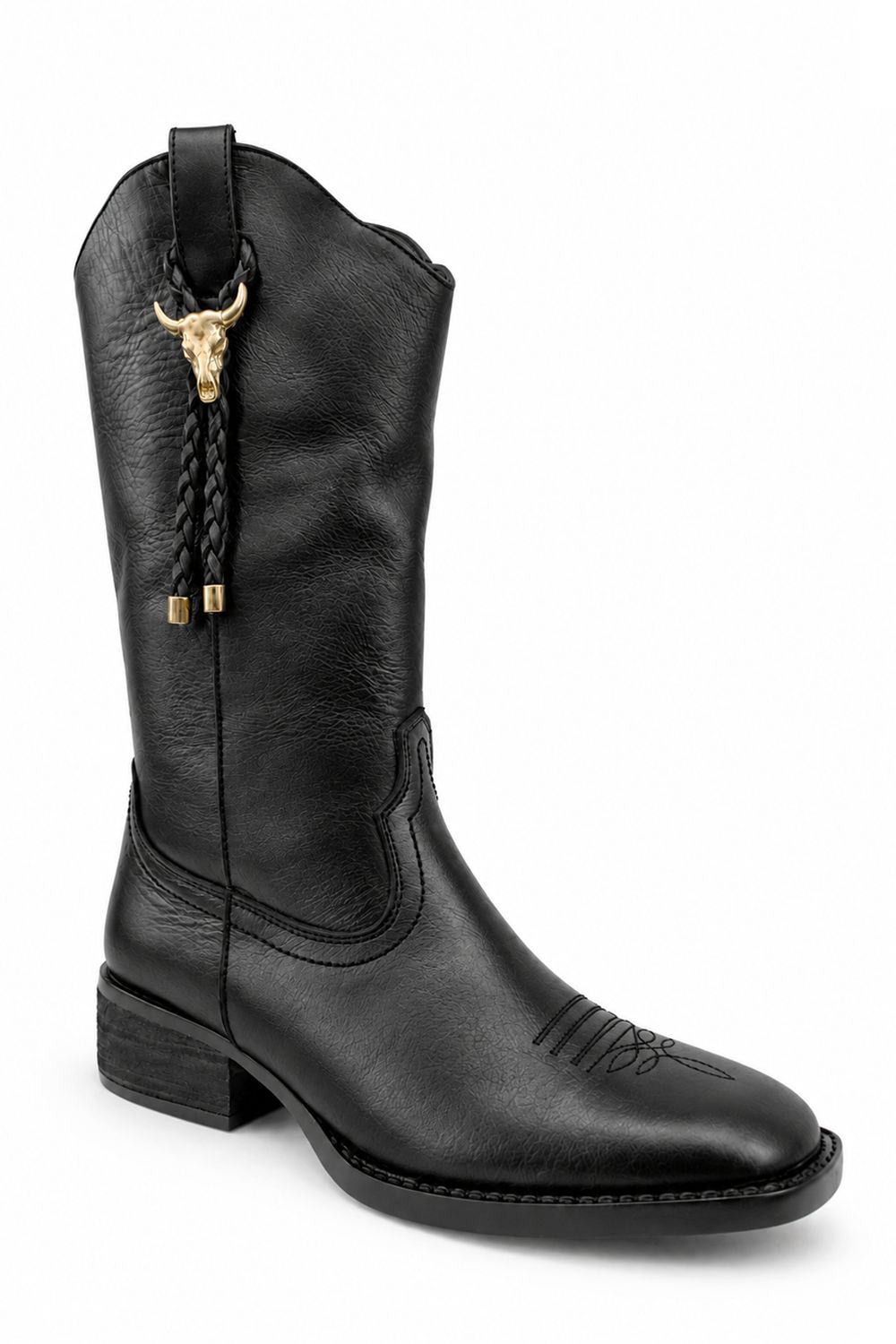 Bota Vaquera Dama Piedra Angular 8410 Piel Negro