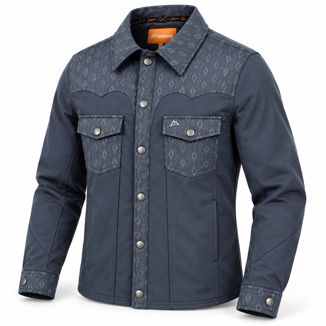 Chamarra Vaquera Denver Hombre Azul Gris Estilo Western