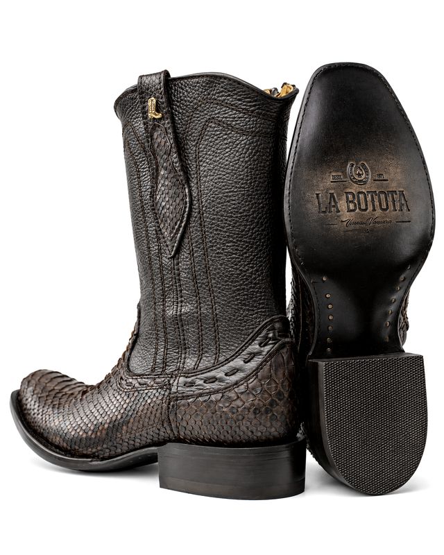 Bota Vaquera La Botota Python Wash Off Café Horma Bubai
