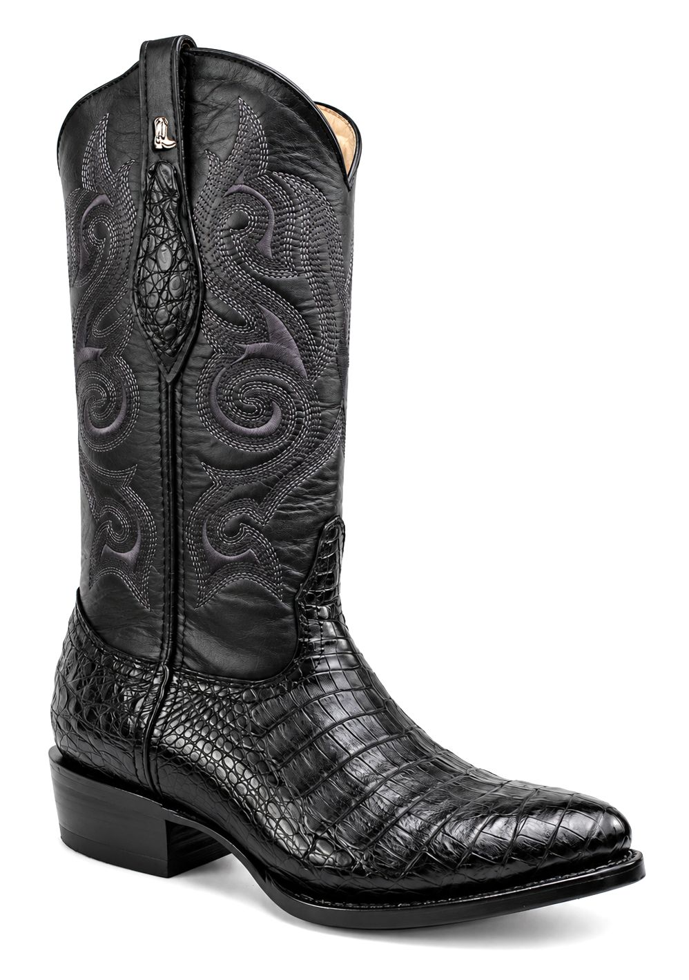 Bota Vaquera La Botota Cocodrilo Belly Negro Horma Oval