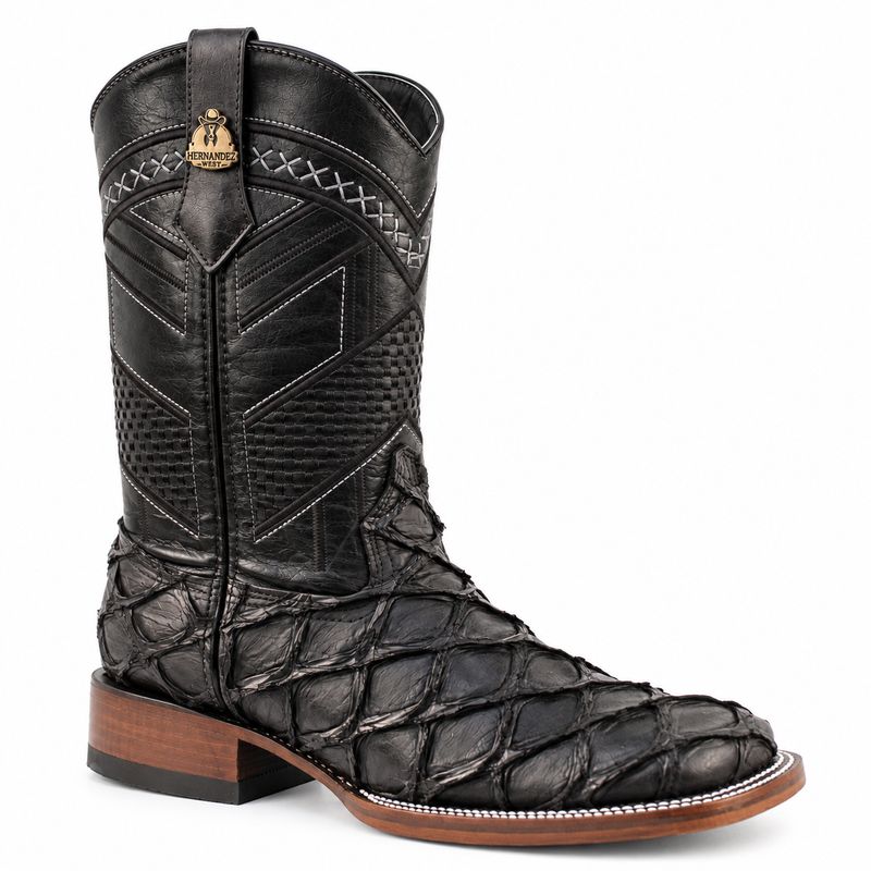 Bota Vaquera Pirarucú Hernández West Negro Bulldog Suela Cuero