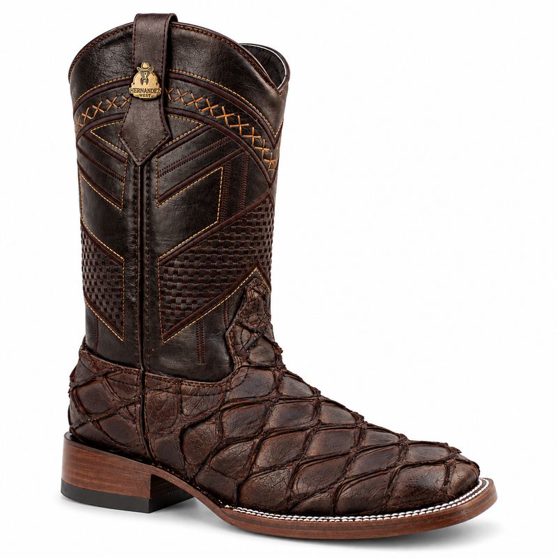 Bota Vaquera Pirarucú Hernández West Café Bulldog Suela Cuero