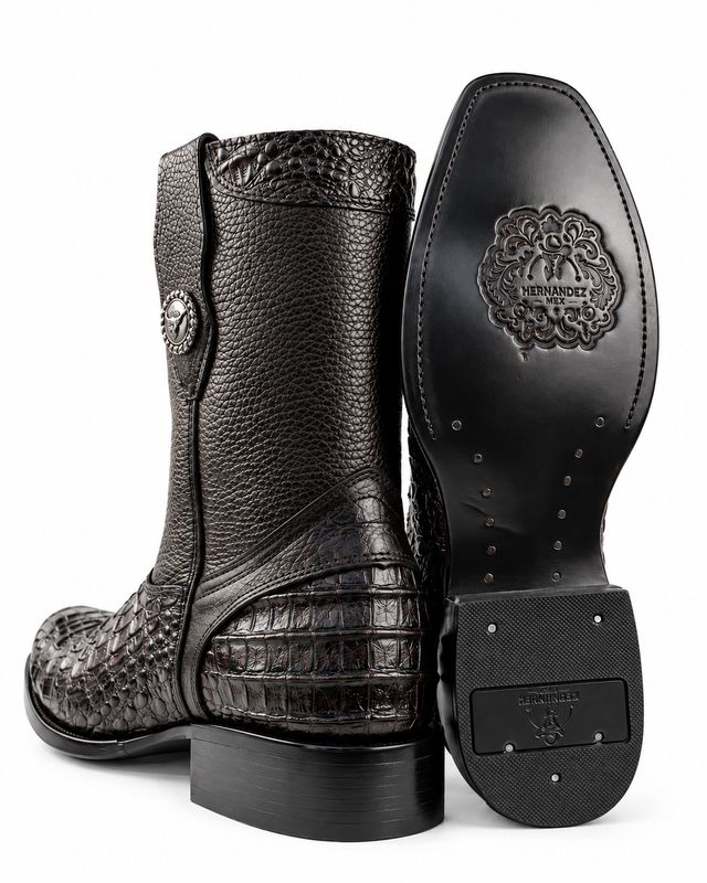Bota Cocodrilo Hernández West Negra Horma Dubai Suela Cuero