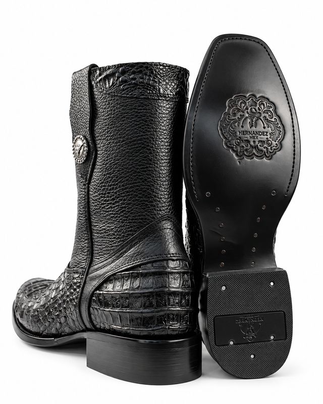 Bota Cocodrilo Hernández West Negra Horma Dubai Suela Cuero