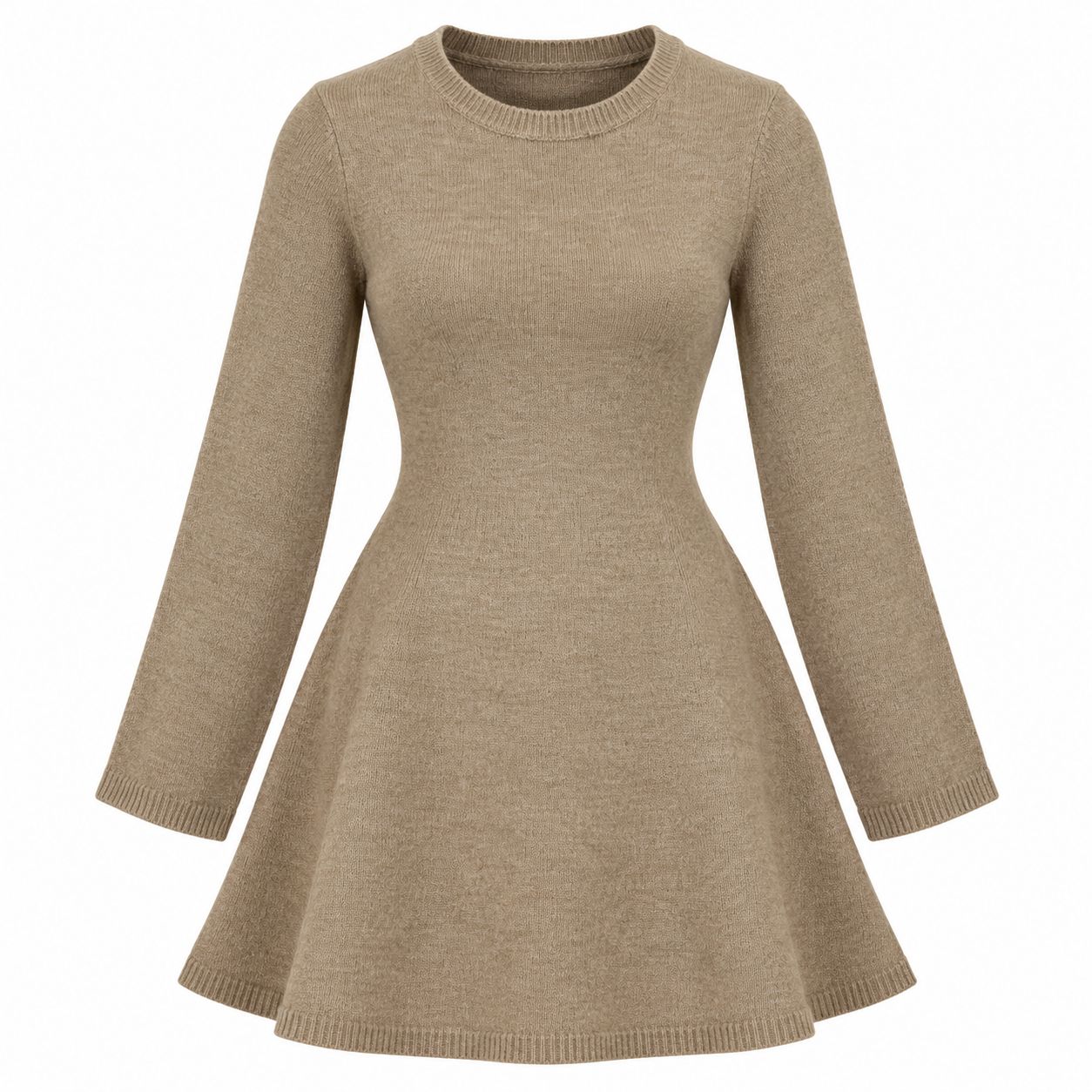 Vestido Corto de Punto Beige