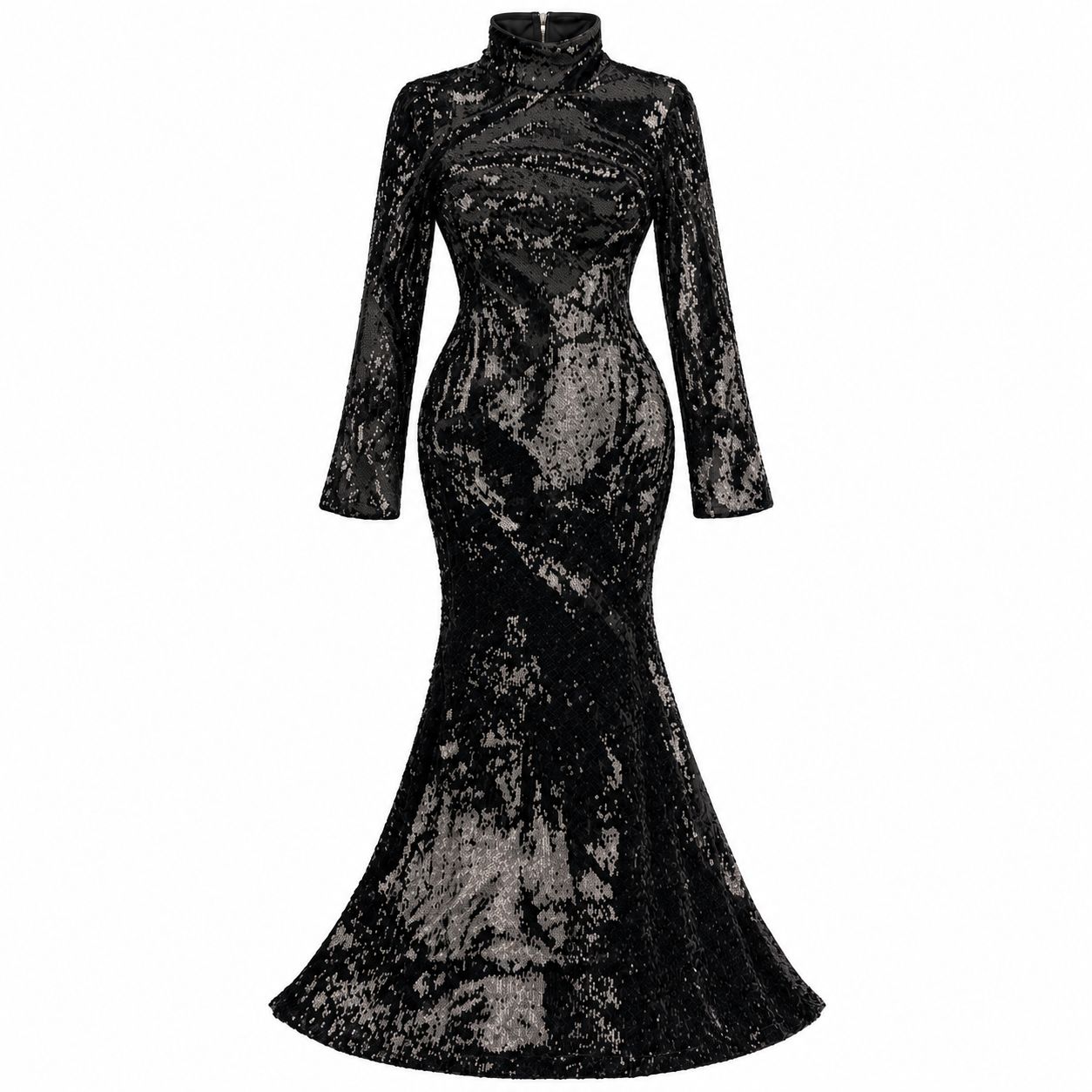​Vestido Elegante Largo Negro con Lentejuelas