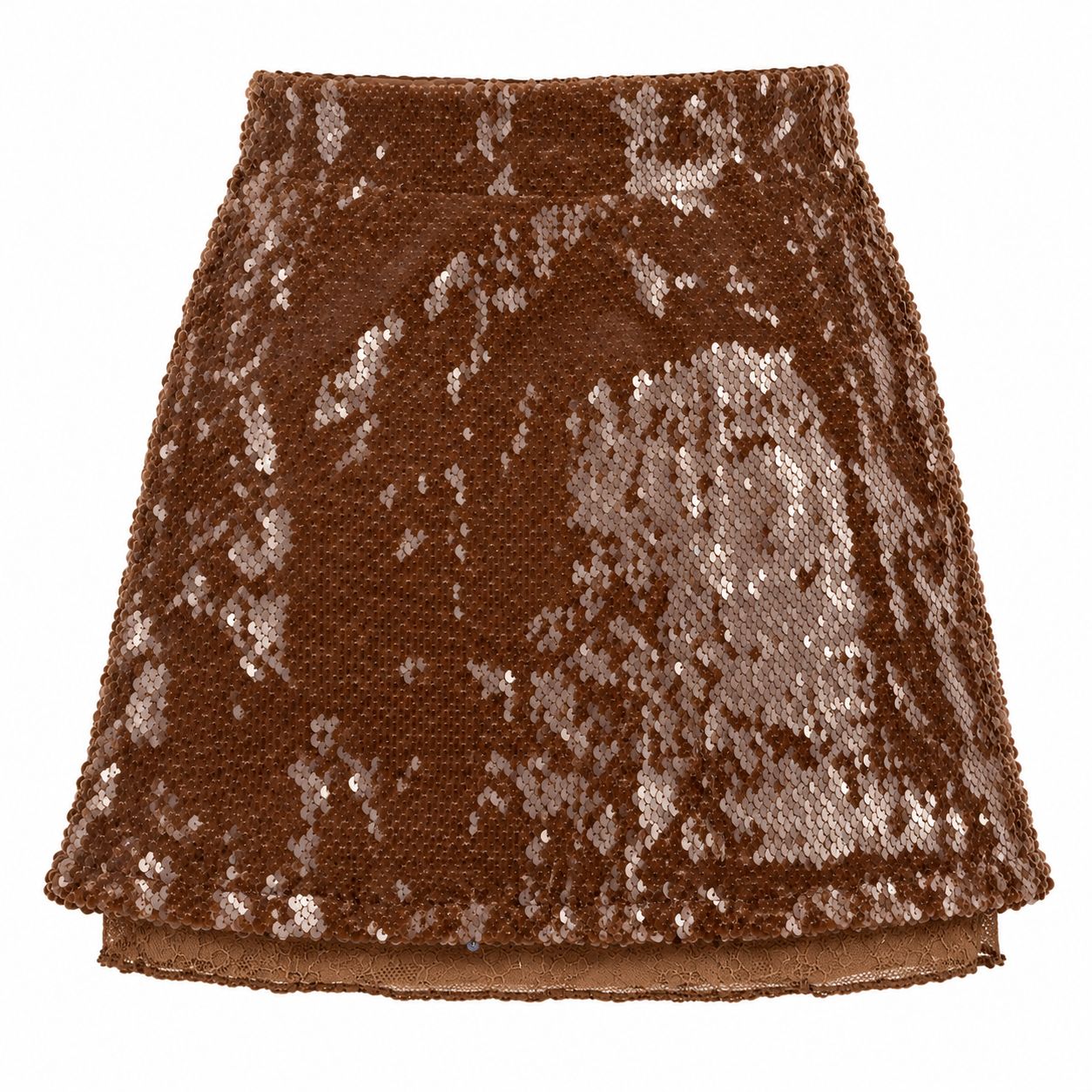 Falda Corta Café con Lentejuelas