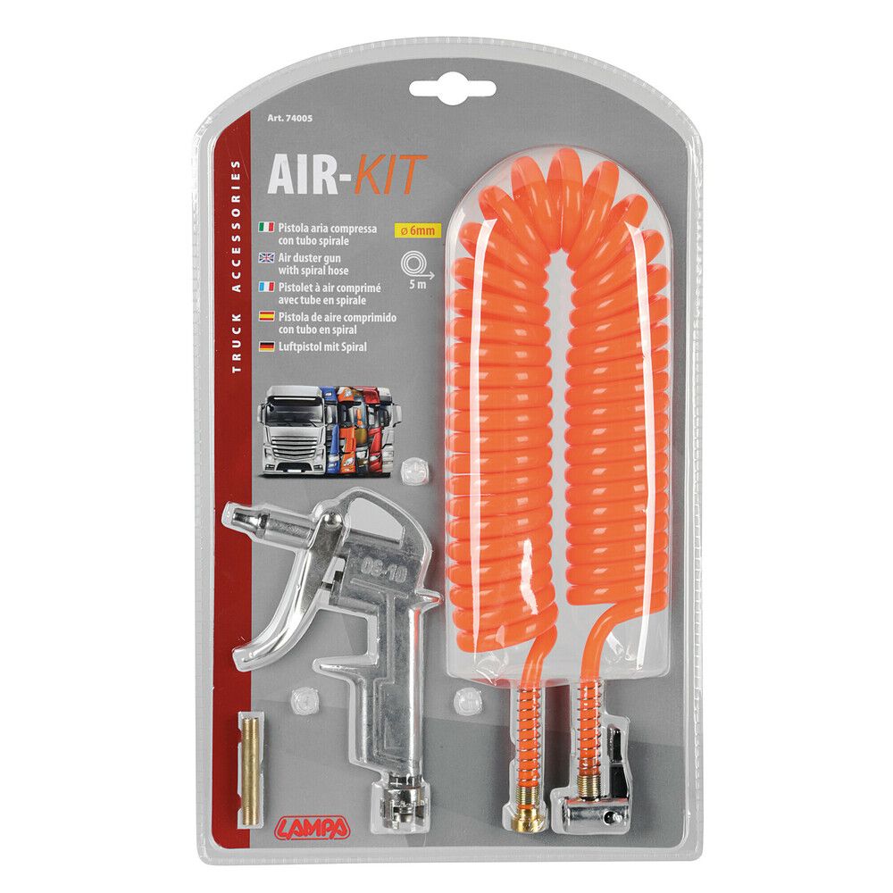 AIR-KIT, TUBO EN ESPIRAL 5 M + PISTOLA DE AIRE COMPRIMIDO