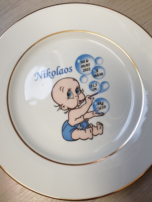 Porcelein bord met tekening of foto/assiette en porcelaine avec dessin ou photo