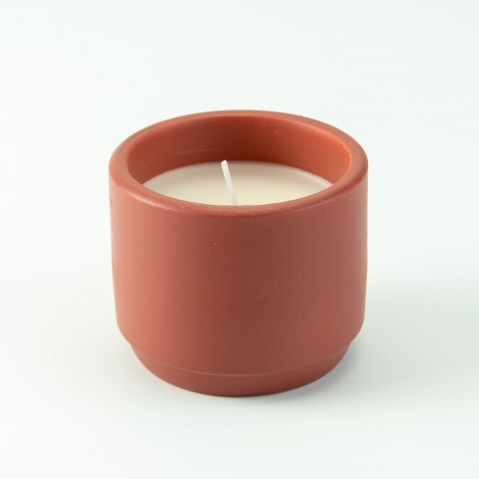 Bloempotje keramiek met kaars/pot de fleur avec bougie terracotta