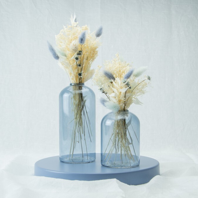 Set 2 glazen vazen Blauw/set 2 vases en verre bleu