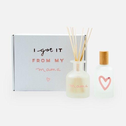 Luxegiftbox diffuser &amp; roomspray gevuld - frosted wit personaliseerbaar/coffret avec diffuseur et spray d&#39;intérieur blanc personnalisable
