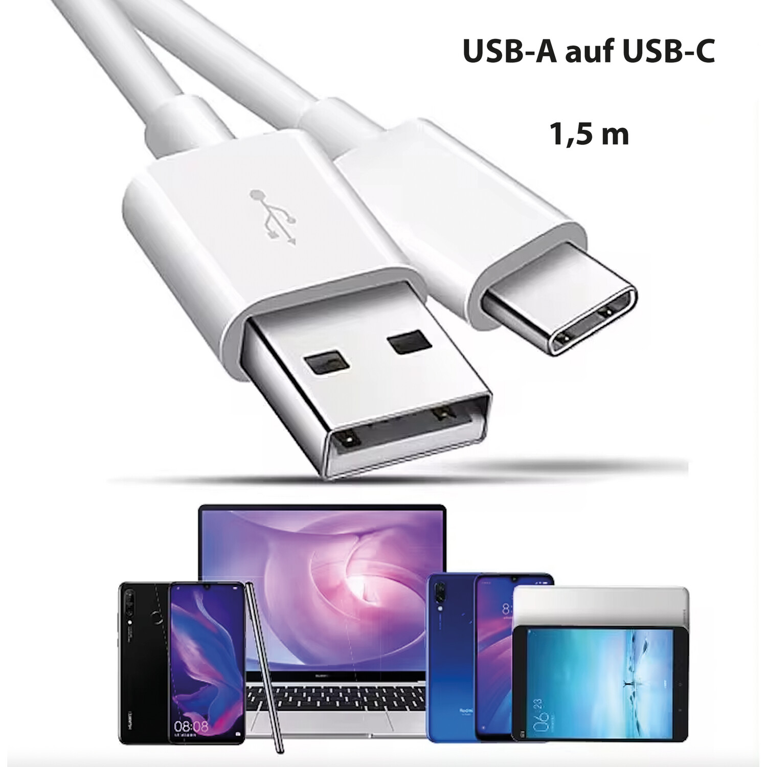 USB-Schnell-Ladekabel / USB-C auf USB-A  (1,5 m) Premiumqualität