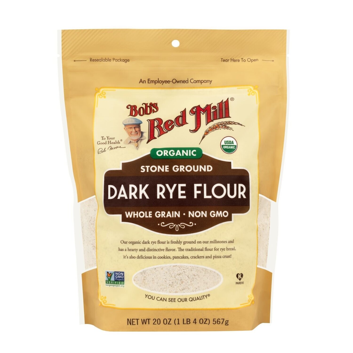 Bob&#39;s Red Mill Organic Dark Rye Flour 20 OZ