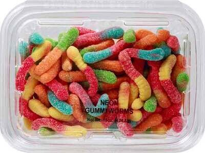 Gummi Neon Worms Candy Tub 15 OZ