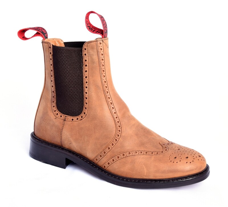 Sowerby Cheltenham - Brown Greasy Leather Brogue Dealer Boots