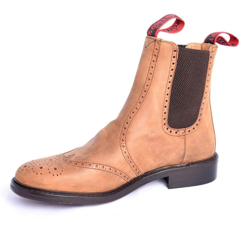 Sowerby Cheltenham - Brown Greasy Leather Brogue Dealer Boots
