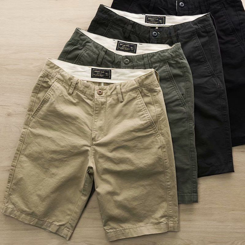 New Men&#39;s Casual Shorts Solid Color All-match Five-point Pants
