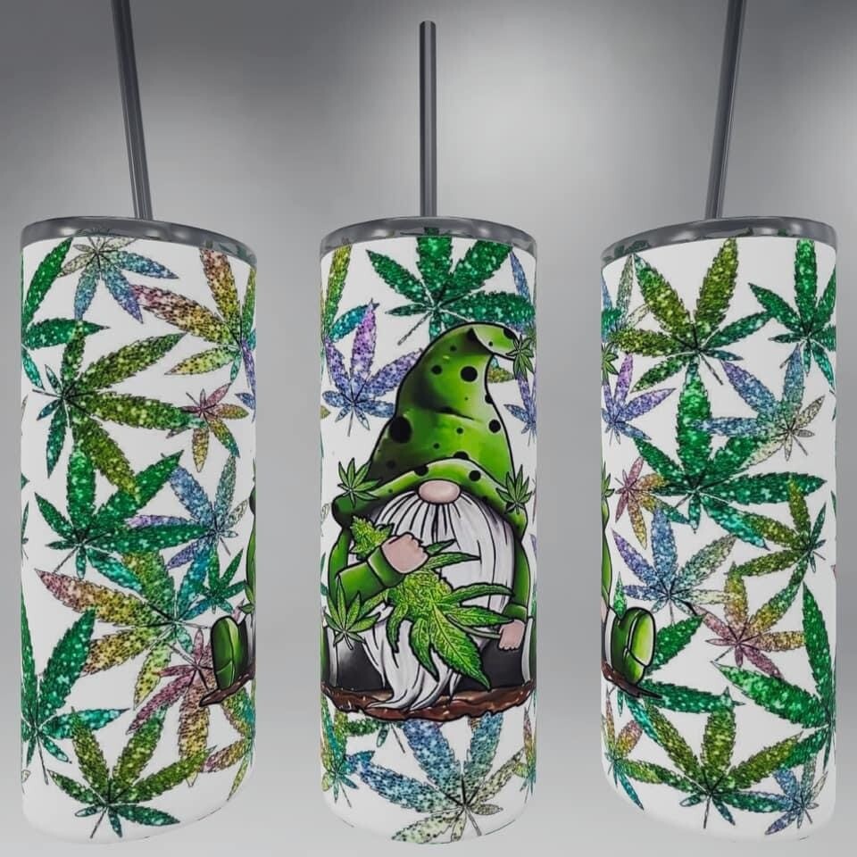 GLOW in the dark 20oz. Tumblers, Choose your design:: gnome/glitter leaf