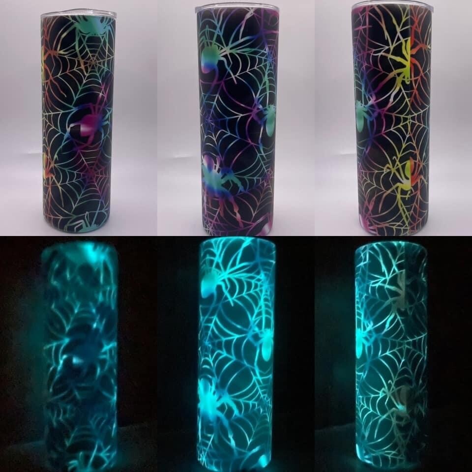 GLOW in the dark 20oz. Tumblers spider web