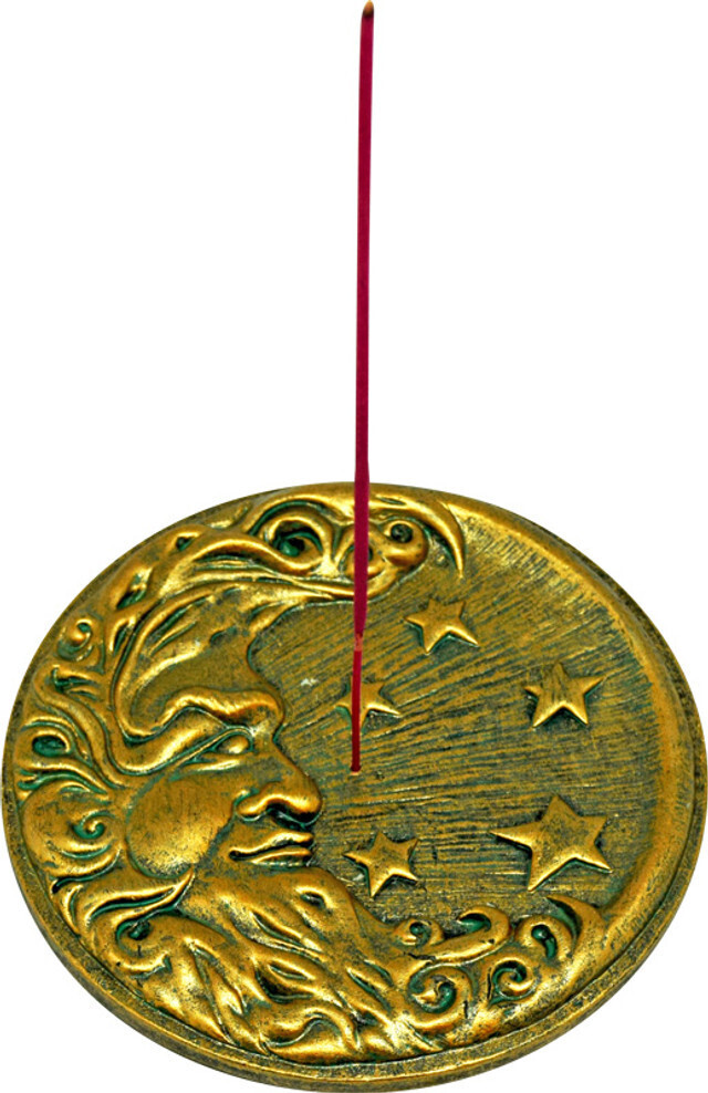 Incense burner - polyresin - moon &amp; stars