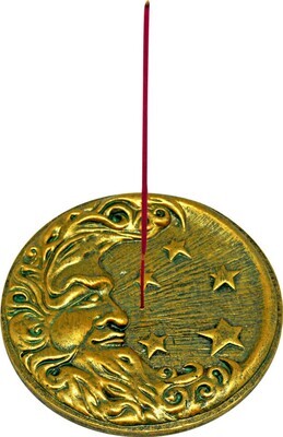 Incense burner - polyresin - moon &amp; stars