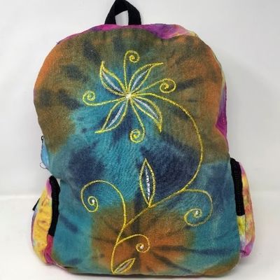 Tie-Dye Stitched Flower Backpack - 12&quot;x16&quot;