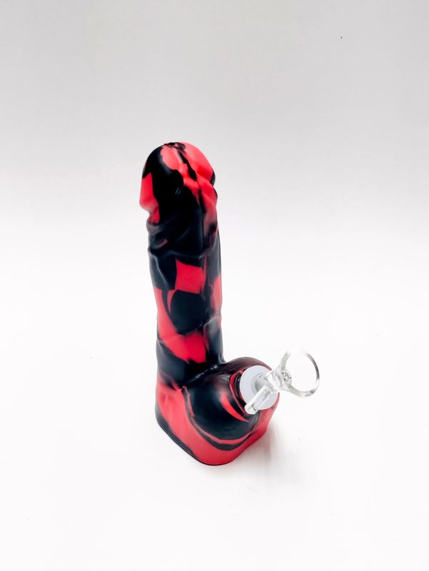 Silicone 7&quot; Dong pipe - red/black