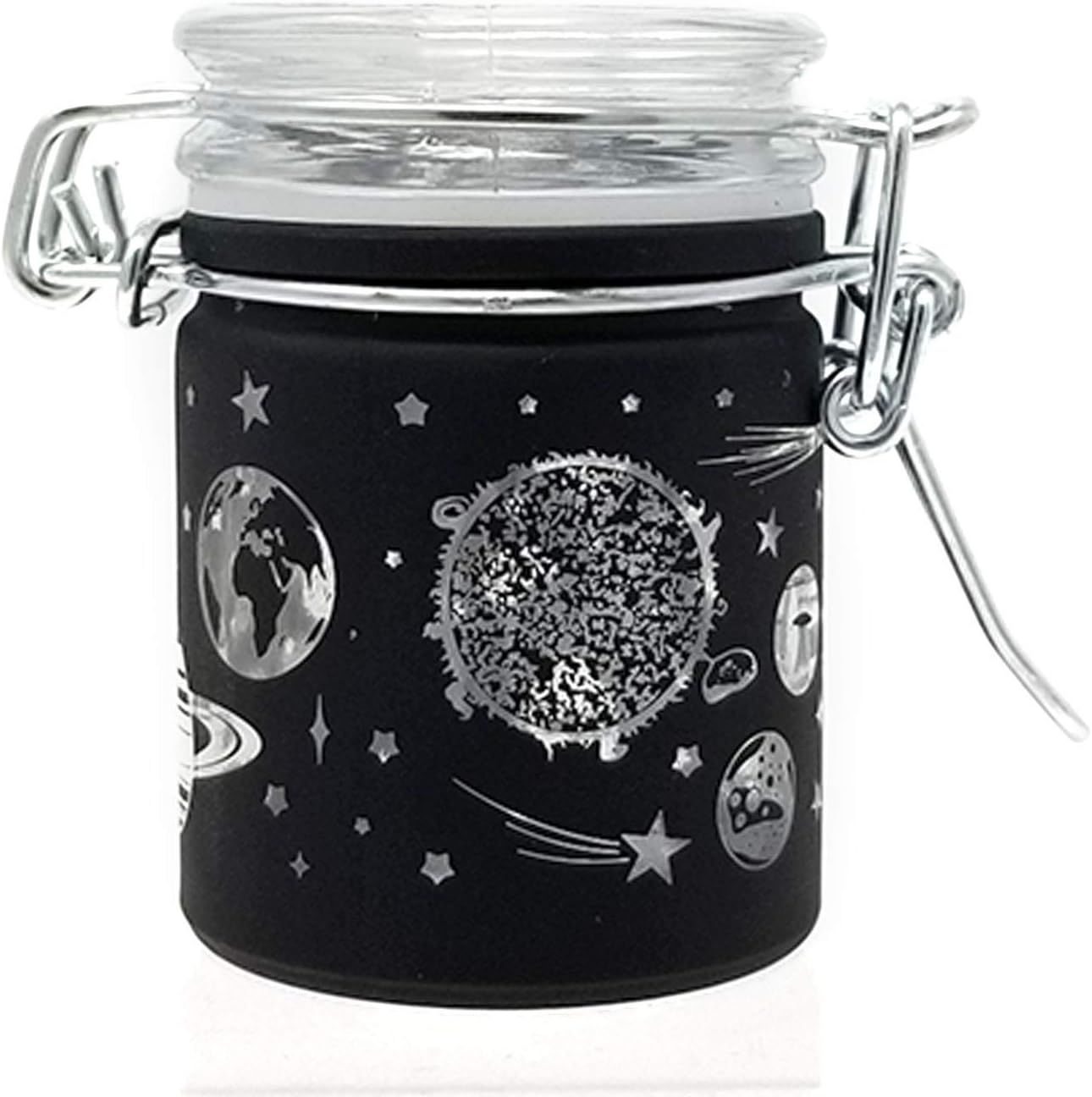 Clamp Lid Stash Jar - Frosted Black Galaxy