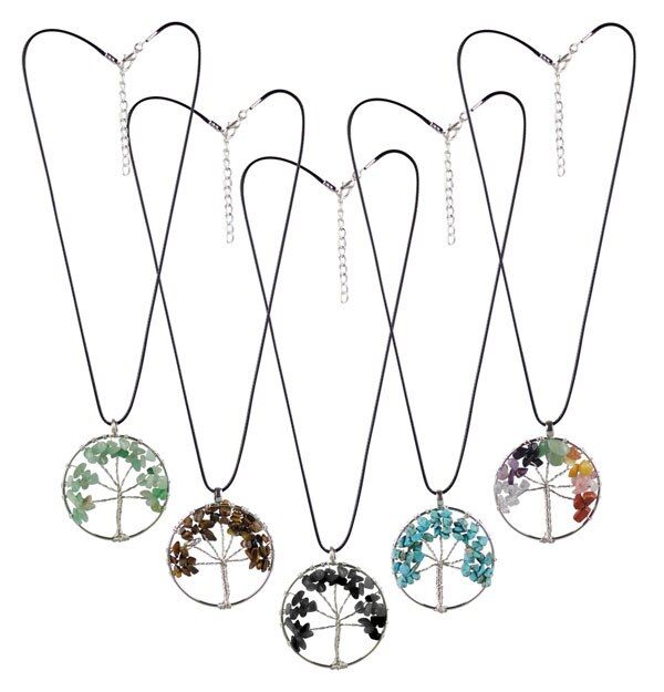 Semi Precious Gem Tree of Life Necklace - 17.5&quot;