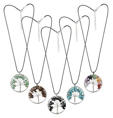 Semi Precious Gem Tree of Life Necklace - 17.5&quot;