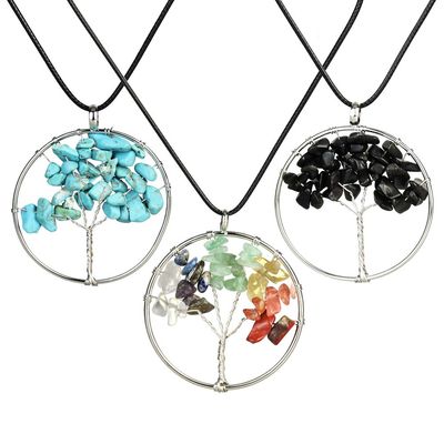 Semi Precious Gem Tree of Life Necklace - 17.5"
